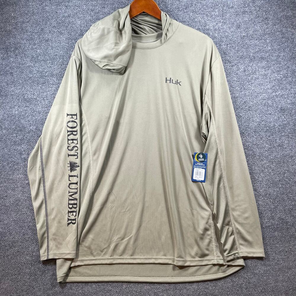 NWT HUK Icon X Hoodie Forest Lumber Men's XXL Brown Breathable Fishing Outdoors